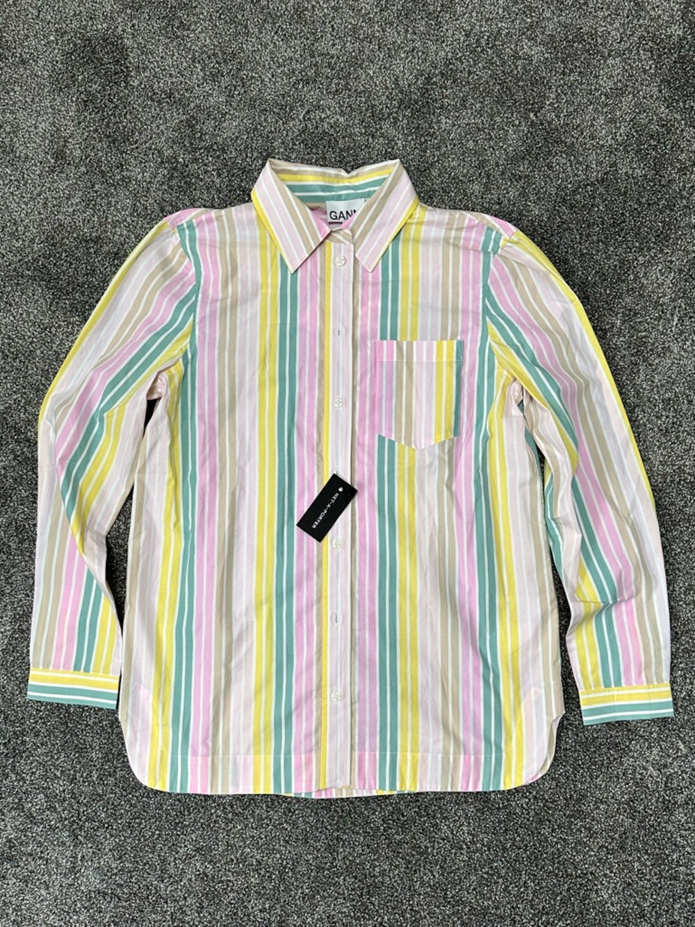 Ganni Mulit-Colored Striped Button Down Shirt